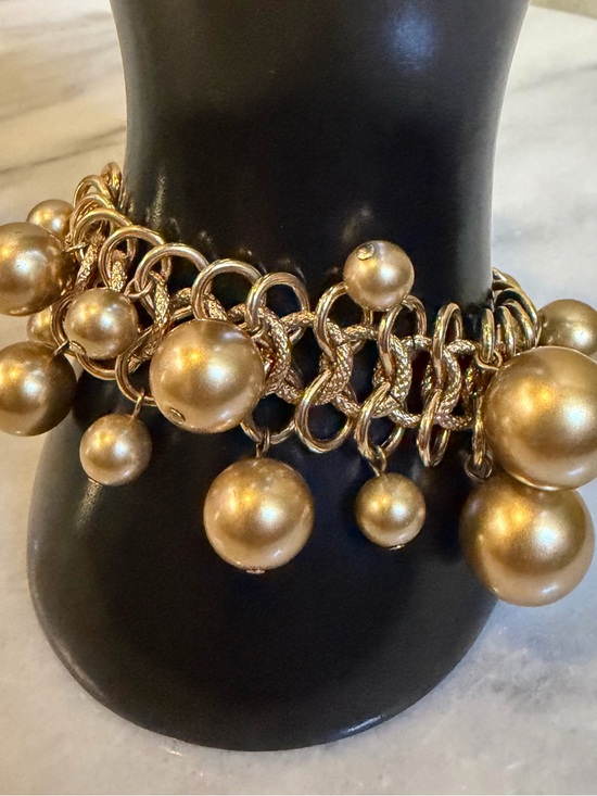 Kenneth Jay Lane Jewelry - Vintage Kenneth Jay Lane KJL Gold Dangle Pearl Bracelet